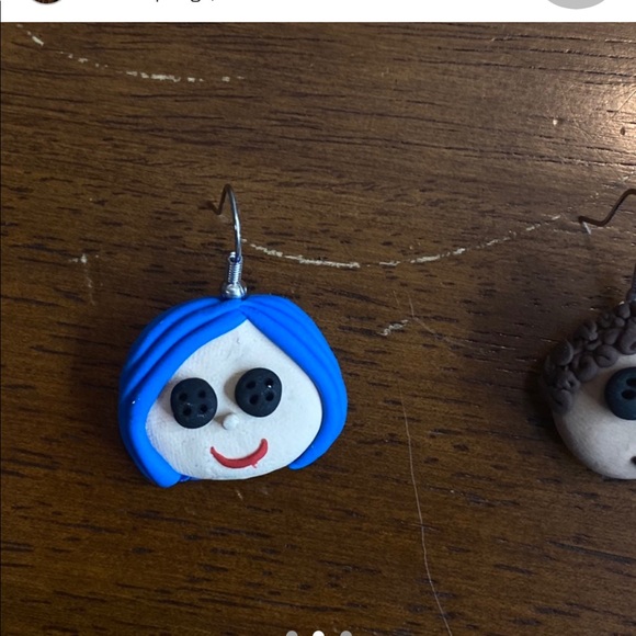 handmade Coraline inspired earrings - Picture 2 of 3
